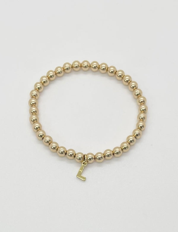 Gold Bead Initial Bracelet
