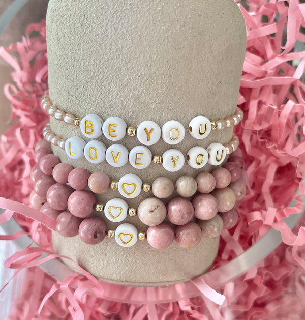 Special Galentine Bracelet Pink Pearl “Love You”